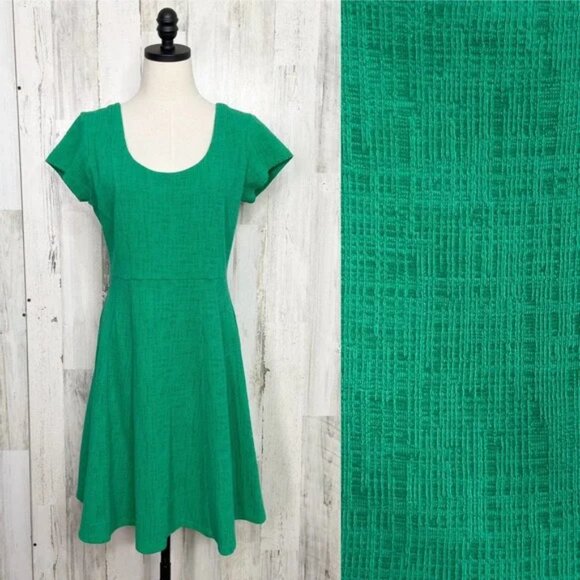Anthropologie Maeve Nova Knit Fit And Flare Mini Dress in Kelly Green Size L EUC - Picture 2 of 10